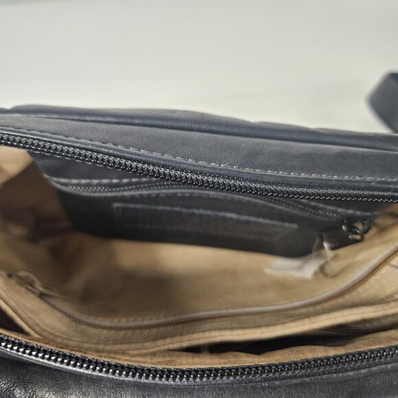 Julia Duren Vintage 90s Leather Black Shoulder Bag Purse NWOT Classic Fold Over - Picture 8 of 14